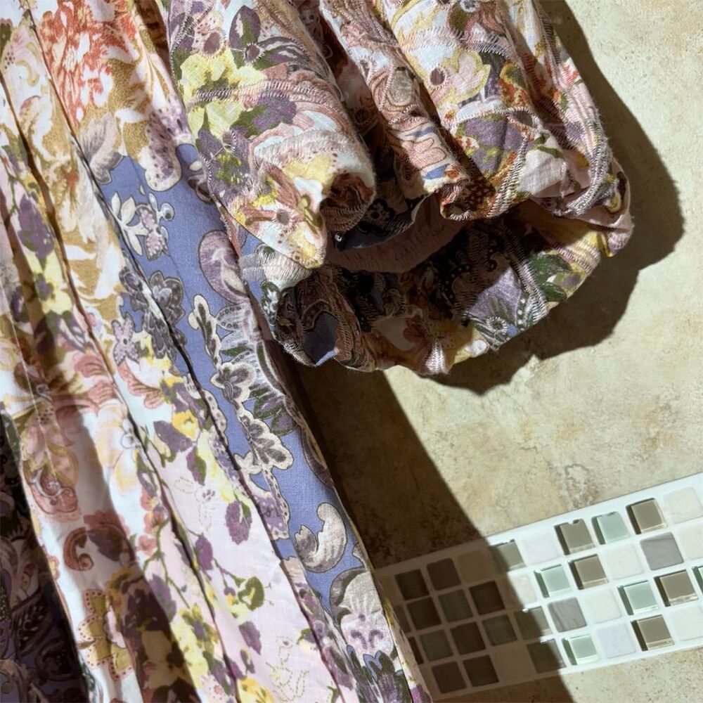 Anna Cate Weatherly Dress Size S Floral Knee Length V-Neck Puff Sleeve - Picture 4 of 7